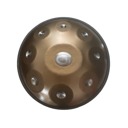 MiSoundofNature King Handmade 22 Inches 9 Notes D Minor Amara/Celtic Scale Stainless Steel / Nitride Steel Handpan Drum, Available in 432 Hz and 440 Hz - Gold-plated Sound Area