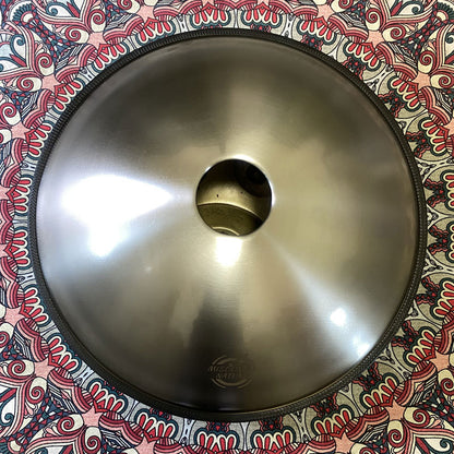 MiSoundofNature Customized F3 Dorian Scale Handmade 22 Inch 9 Notes Stainless Steel / Nitride Steel Mandala pattern Handpan Drum, Available in 432 Hz and 440 Hz