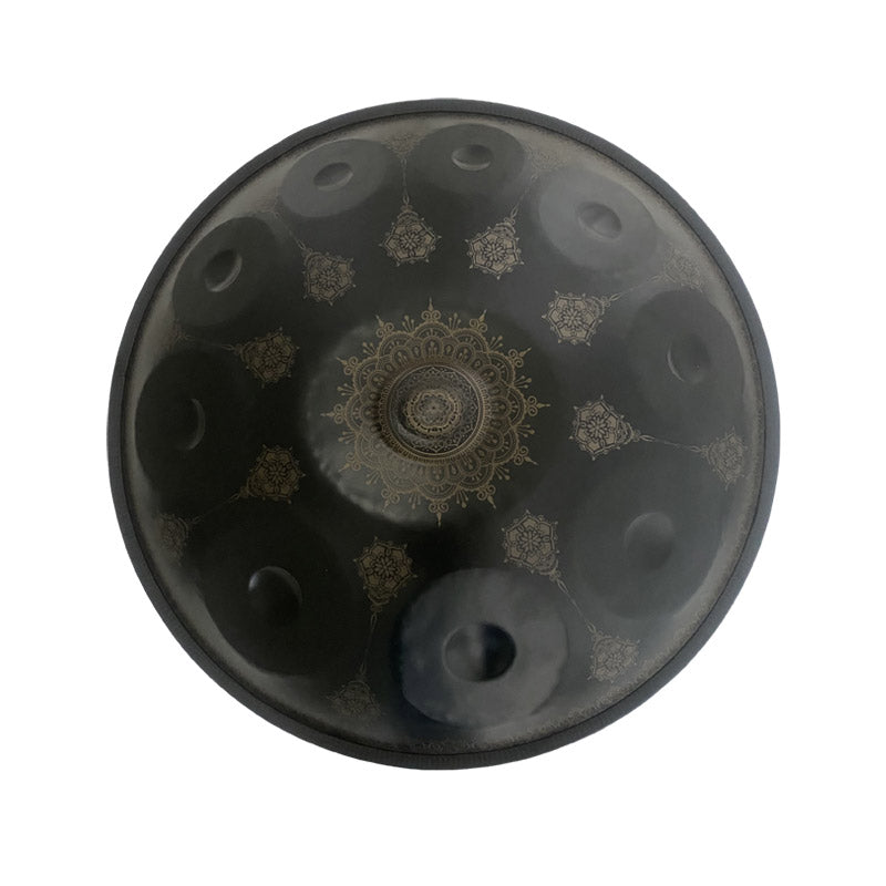 MiSoundofNature Mandala-Muster, handgefertigt, maßgeschneiderte Nitridstahl-HandPan Drum, E-La-Sirena-Skala, 22 Zoll 9/10/12 Noten, erhältlich in 432 Hz und 440 Hz 