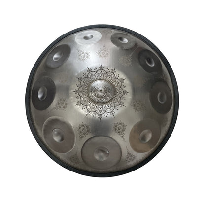 MiSoundofNature Mandala Pattern Stainless Steel Handmade Customized HandPan Drum E La Sirena Scale 22 Inch 9/10/12 Notes Featured, Available in 432 Hz and 440 Hz