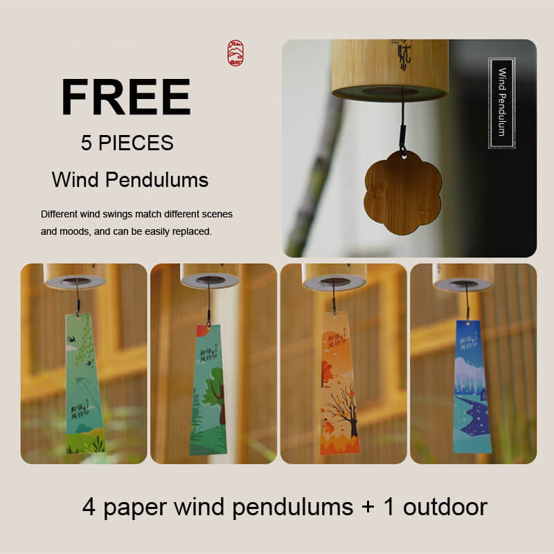 MiSoundofNature Bambus-Windspiel mit 9 Tönen für drinnen und draußen | Planet-Serie