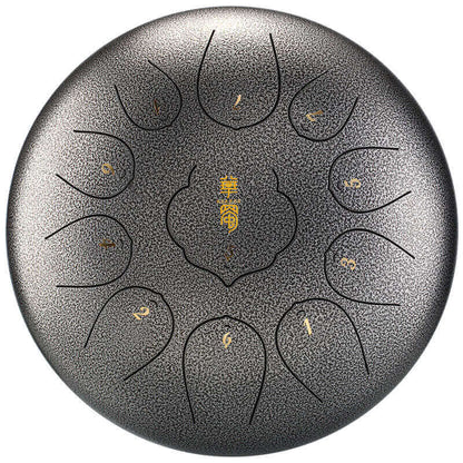MiSoundofNature Huashu Lotus Carbon Steel Tongue Drum 12 Inches 11 Notes D Key Percussion Instrument - MiSoundofNature