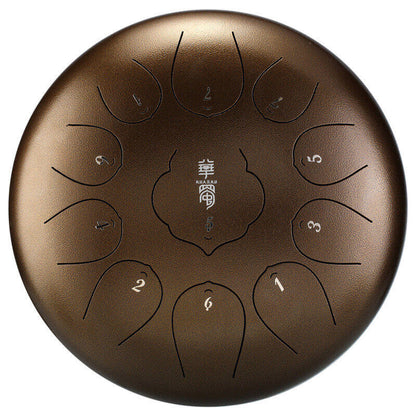 MiSoundofNature Huashu Lotus Carbon Steel Tongue Drum 12 Inches 11 Notes D Key Percussion Instrument - MiSoundofNature