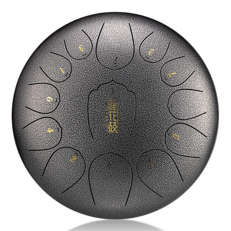 MiSoundofNature Huashu Upgrade Lotus Carbon Steel Tongue Drum 12'' 13 Tone C Key - 12 Inches / 13 Notes (11 colors) - MiSoundofNature