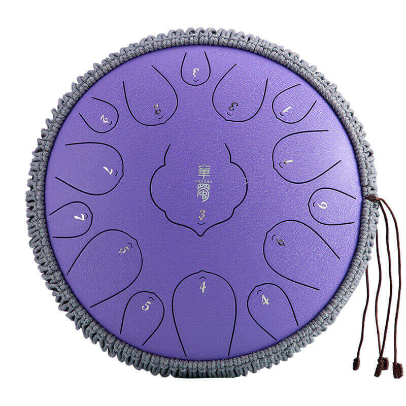 MiSoundofNature Huashu Lotus Carbon Steel Tongue Drum 14 Inches 15 Notes D Key Percussion Instrument - MiSoundofNature