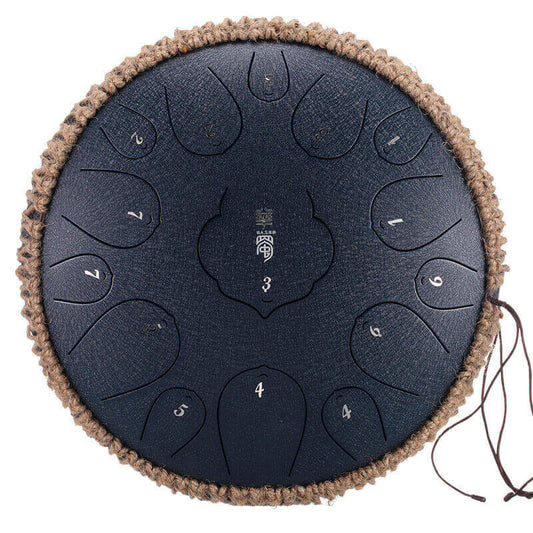 MiSoundofNature Huashu Lotus Carbon Steel Tongue Drum 14 Inches 15 Notes D Key Percussion Instrument - MiSoundofNature