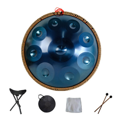 MiSoundofNature 22 Zoll 9 Noten D-Moll Handpan Drum aus Edelstahl mit Seil, erhältlich in 440 Hz 