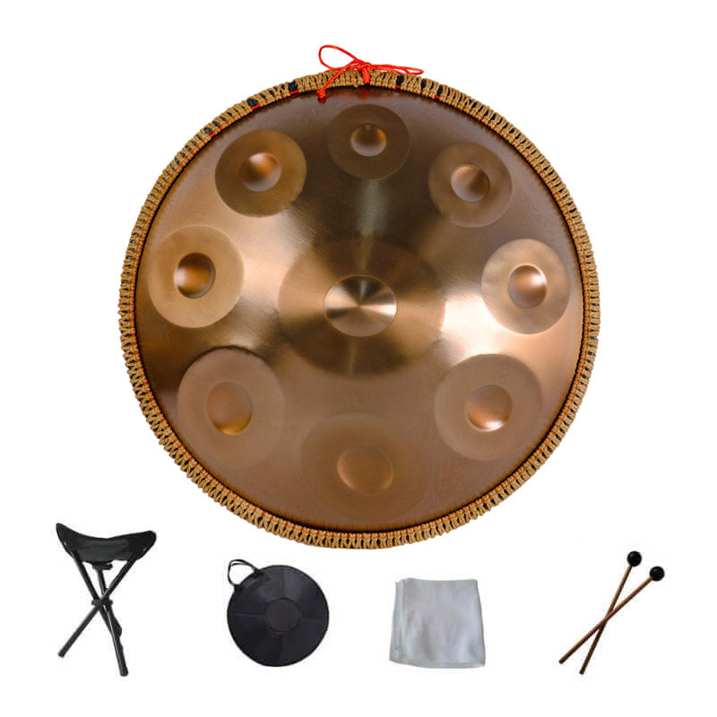 MiSoundofNature 22 Zoll 9 Noten D-Moll Handpan Drum aus Edelstahl mit Seil, erhältlich in 440 Hz 