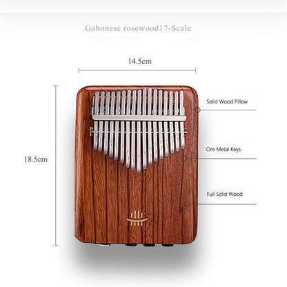 HLURU EQ 17 Key Flat Board Kalimba Thumb Piano, American Black Walnut / African Walnut Single Board C Tone Kalimba Instrument