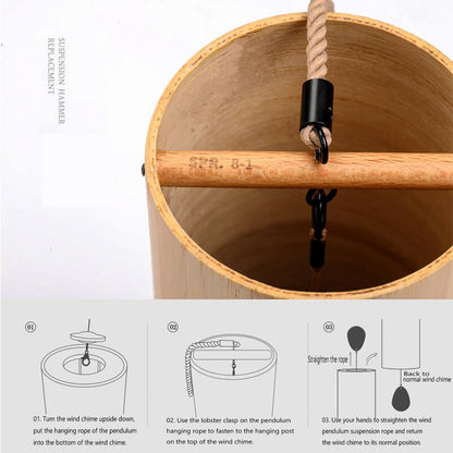 MiSoundofNature Bambus-Windspiel mit 9 Tönen für drinnen und draußen | Planet-Serie