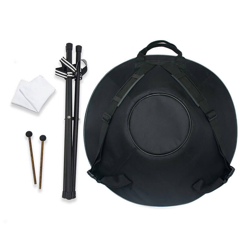 AS TEMAN Handpan River 10 Notes D Minor Scale Black hangdrum with gift set