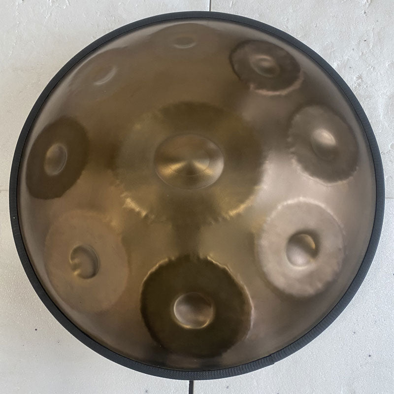 MiSoundofNature Ember Steel High End Handpan Drum 22 Inch 9/10/12 Notes, D Minor Kurd / Celtic Scale, Available in 432 Hz and 440 Hz
