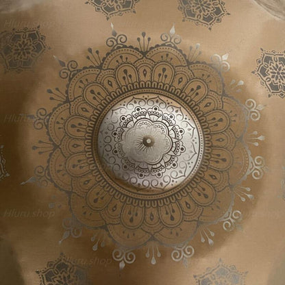 MiSoundofNature Royal Garden C Major 22 Inch 9/10/12 Notes Handmade Stainless Steel Handpan Drum, Available in 432 & 440 Hz, Gold-plated Sound Area, Laser engraved Mandala pattern. Never fade.