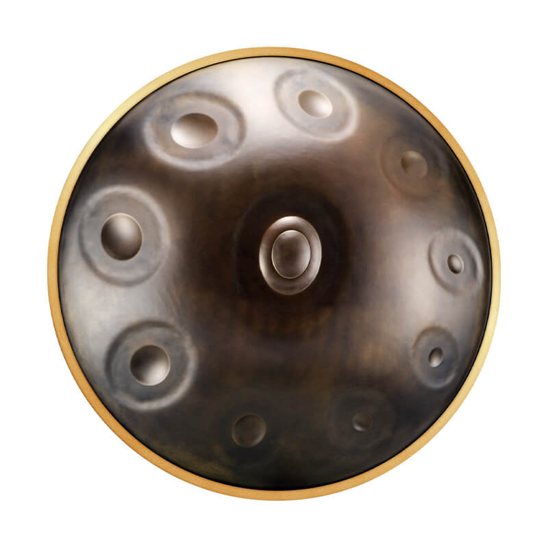 HLURU Level A Upgrade Bronze Kurd Scale D Minor 22 Inch 9/10 Notes 1.2mm Nitride Steel Handpan Drum, Available in 440 Hz, High-end Percussion Instrument
