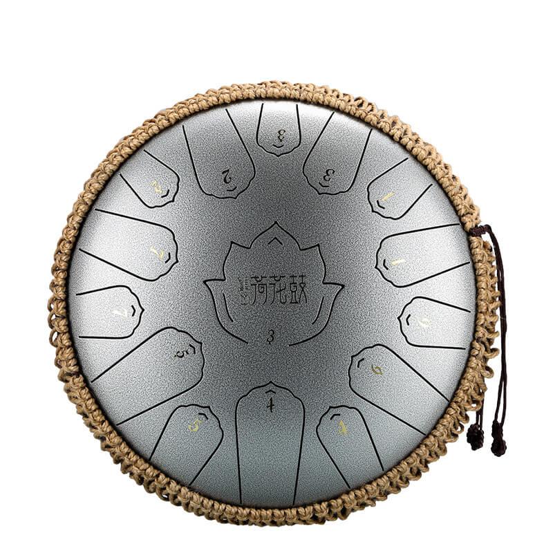 MiSoundofNature Huashu Upgrade Lotus 13 Inches 15 Notes C Major Carbon Steel Tongue Drum - MiSoundofNature