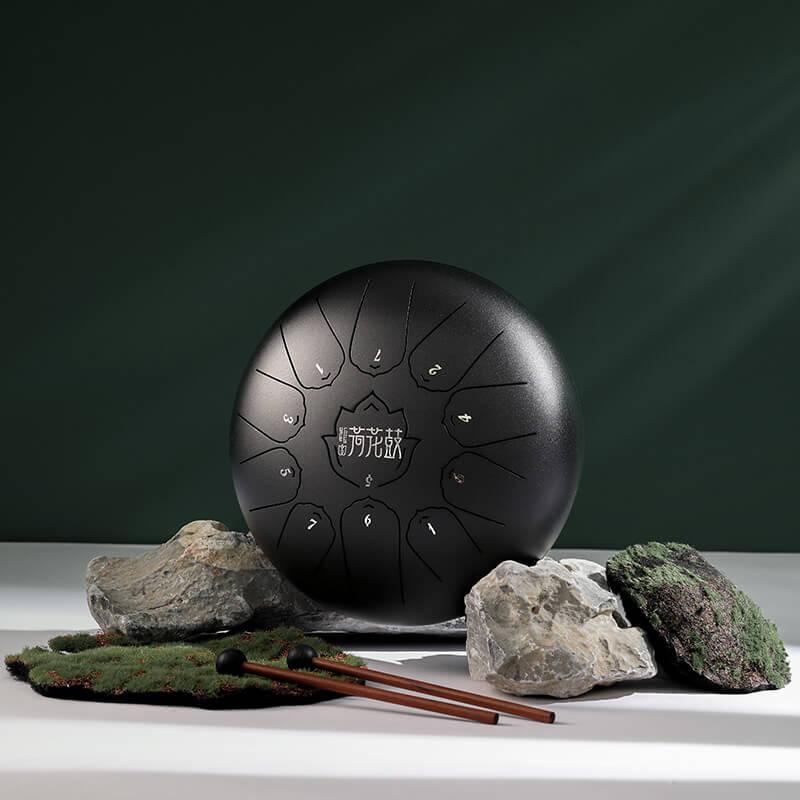 MiSoundofNature Huashu Upgrade Lotus Carbon Steel Tongue Drum 10 Inches 11 Notes C Major (6 colors) - MiSoundofNature