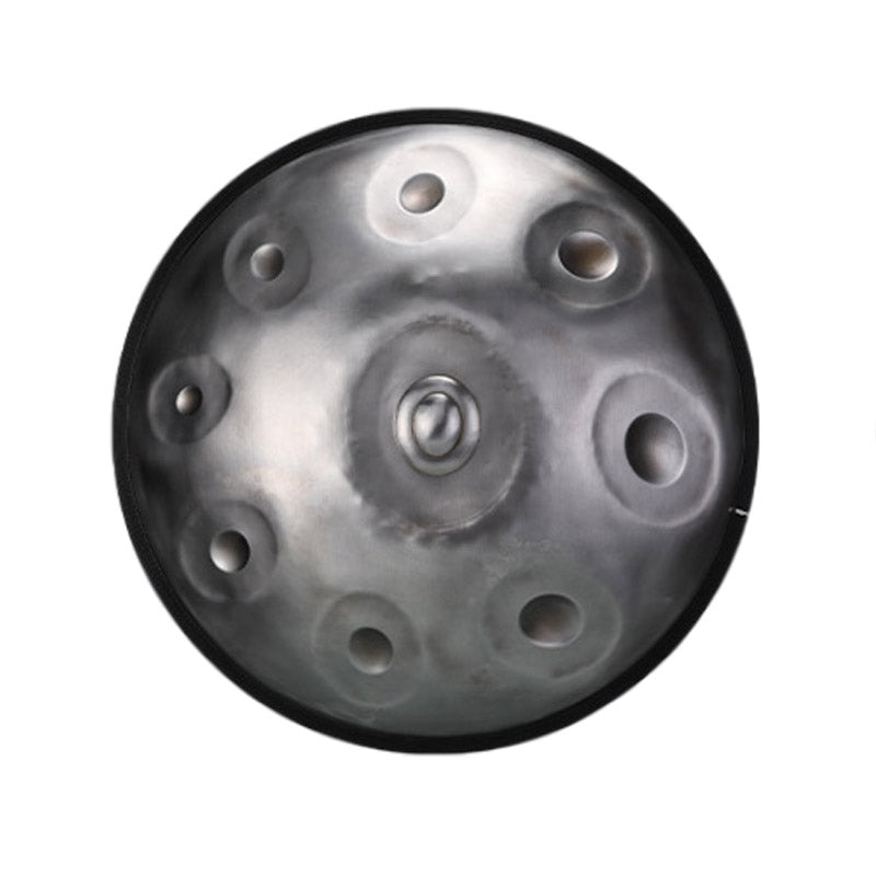 MiSoundofNature Level C Upgrade Space Grey Kurd Scale D Minor 22 Inch 9 Notes Stainless Steel Handpan Drum, Available in 440 Hz, High-end Percussion Instrument - MiSoundofNature