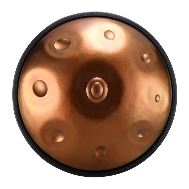 HLURU Level C Upgrade Dazzling Gold Kurd Scale D Minor 22 Inch 9 Notes 1.2mm Stainless Steel Handpan Drum, Available in 440 Hz, High-end Percussion Instrument