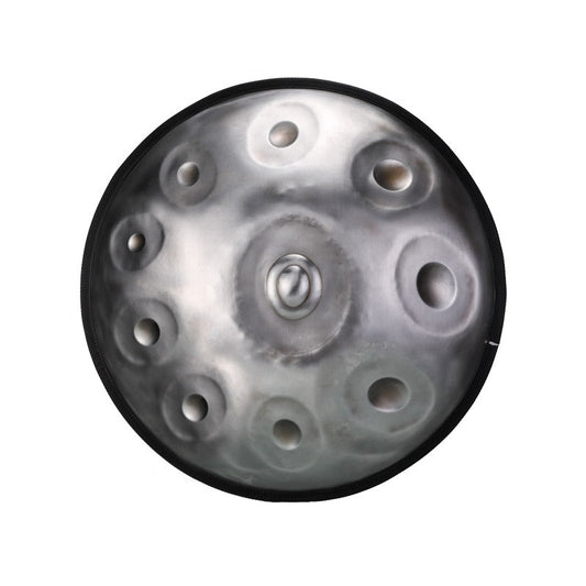 MiSoundofNature Level C Upgrade Space Silver Kurd Scale D Minor 22 Inch 10 Notes Stainless Steel Handpan Drum, Available in 440 Hz, High-end Percussion Instrument - MiSoundofNature