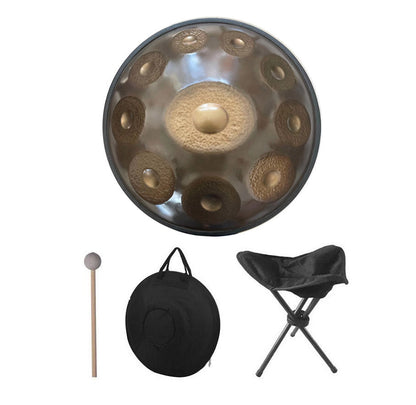 Customized MiSoundofNature Sun God Handmade Hammering High-end 22 Inches 10 Tones C Major Nitride Steel Handpan Drum, Available in 432 Hz and 440 Hz