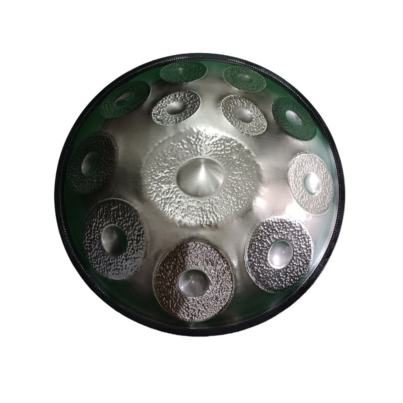 MiSoundofNature Sun God Handmade Hammered Customized D Minor Hijaz Scale 22 Inches 9/10/12 Notes Nitride Steel Handpan Drum, Available in 432 Hz and 440 Hz