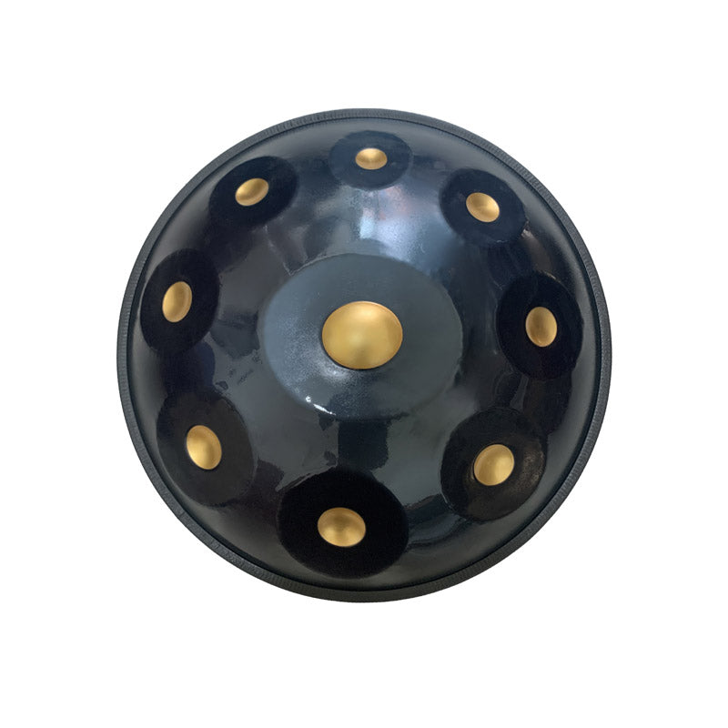 MiSoundofNature Customized King High-end C Major 22 Inch 9/10/12 Notes Stainless Steel / Nitride Steel Handpan Drum, Available in 432 Hz and 440 Hz - Gold-plated Sound Area