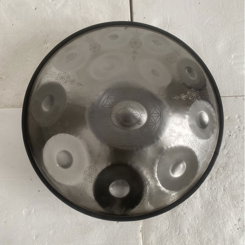 MiSoundofNature Life of Flower Handmade Kurd Scale / Celtic Scale D Minor 22 Inch 9/10/12 Notes Stainless Steel Handpan Drum, Available in 432 Hz and 440 Hz