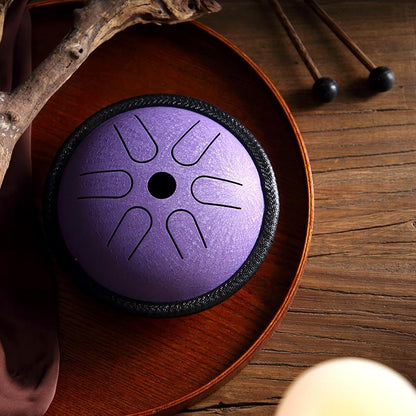 HLURU Mini Copper Disc Steel Tongue Drum 5.5 Inches 6 Notes C5 Tone Japanese Folk Mode 5.5'' 6 Tone C Key Travel Drums