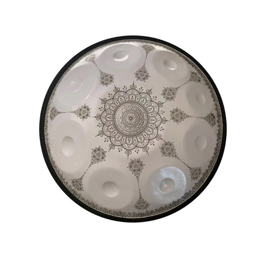 MiSoundofNature Mini Handpan Drum High-end Stainless Steel Handmade in G Minor 9 Notes 18 Inches - Available in 432 Hz and 440 Hz, Laser engraved Mandala pattern. Never fade.