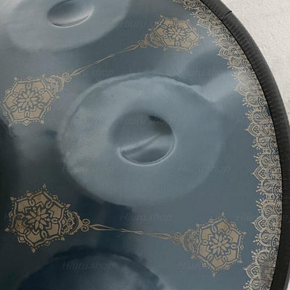 MiSoundofNature Customized Handmade C Major 22 Inch 9 Notes High-end Nitride Steel Handpan Drum, Available in 432 Hz and 440 Hz - Laser engraved Mandala pattern. Never fade.