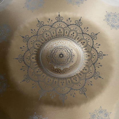 MiSoundofNature Customized High-end Stainless Steel 22 Inch 10 Notes C Major Handpan Drum, Available in 432 Hz and 440 Hz - Laser engraved Mandala pattern. Never fade.