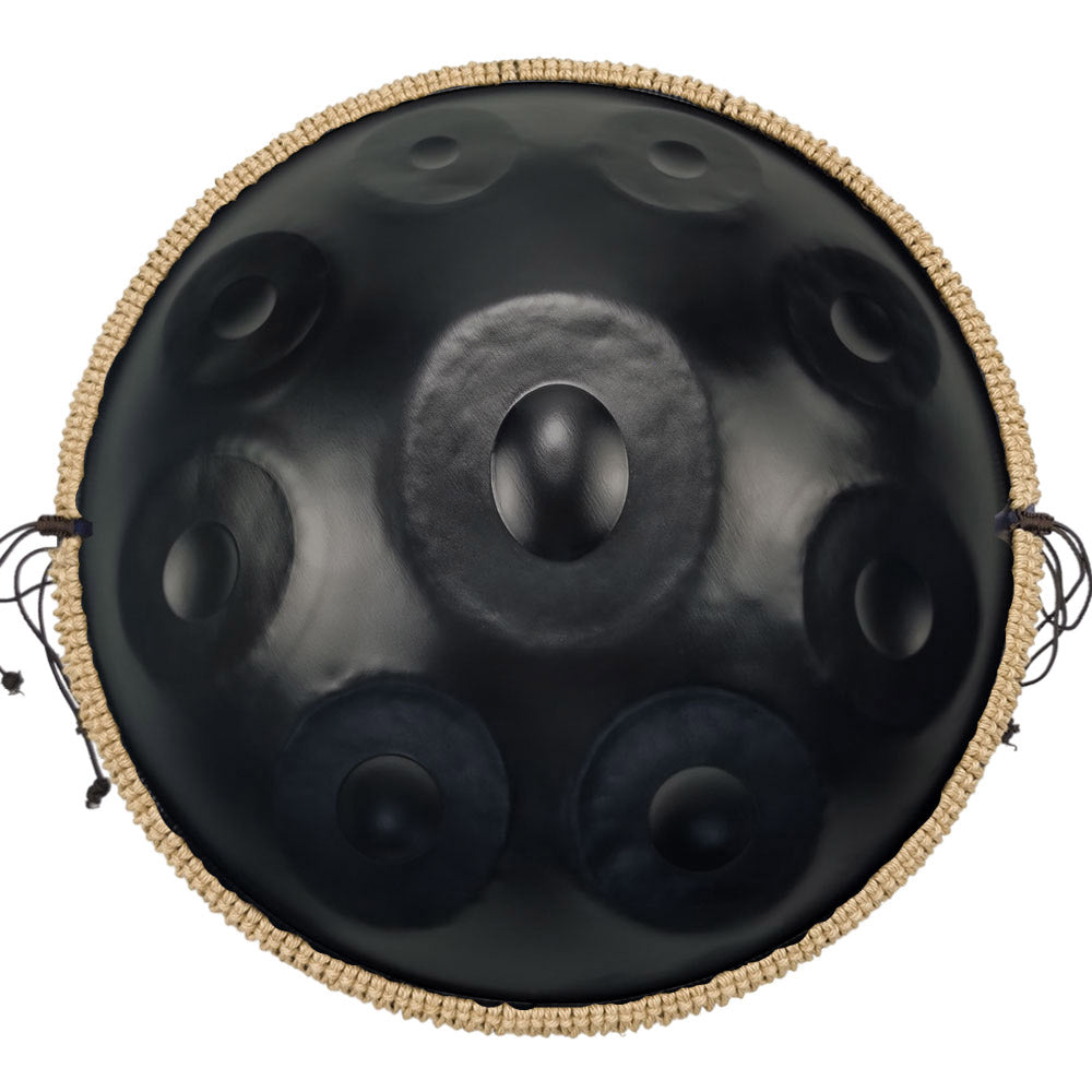 MiSoundofNature DC Handpan Drums Pure Black 22 Zoll 9 Noten D-Moll Kurd Scale Hangdrum