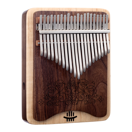 HLURU 21 Keys Hollow Kalimba Finger Piano, Box Resonace and Plate Thumb Piano 2 in 1 Black Walnut & Maple Pocket Thumb Piano