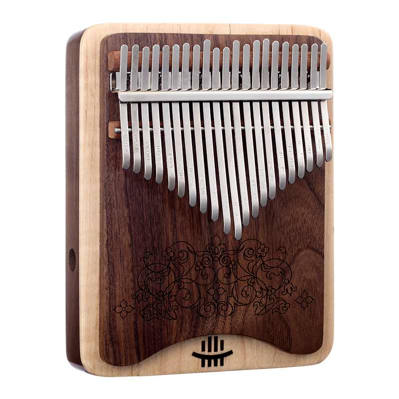 MiSoundofNature 21 Keys Hollow Kalimba Finger Piano, Box Resonace and Plate  Thumb Piano 2 in 1 Black Walnut & Maple Pocket Thumb Piano With Pickup