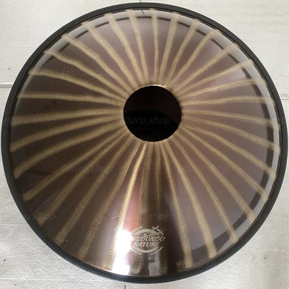 MiSoundofNature Sun God D-Moll Amara-Tonleiter 22 Zoll 9 Noten Hochwertige Handpan Drum aus Edelstahl, erhältlich in 432 Hz und 440 Hz 