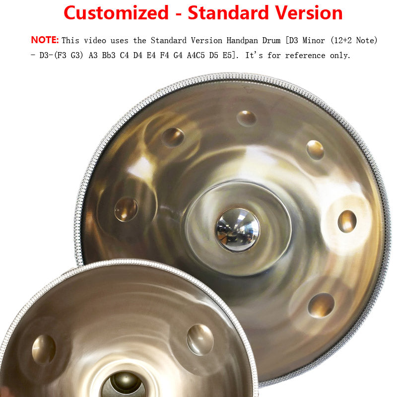 HLURU Customized D3 Major Master Version / Standard Version High-end Stainless Steel Handpan Drum, Available in 432 Hz and 440 Hz, 22 Inch 9/10/12/14 Notes Professional Performances