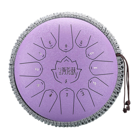 MiSoundofNature Huashu Upgrade Lotus Carbon Steel Tongue Drum 12 Inches 13 Notes C Major (6 colors)