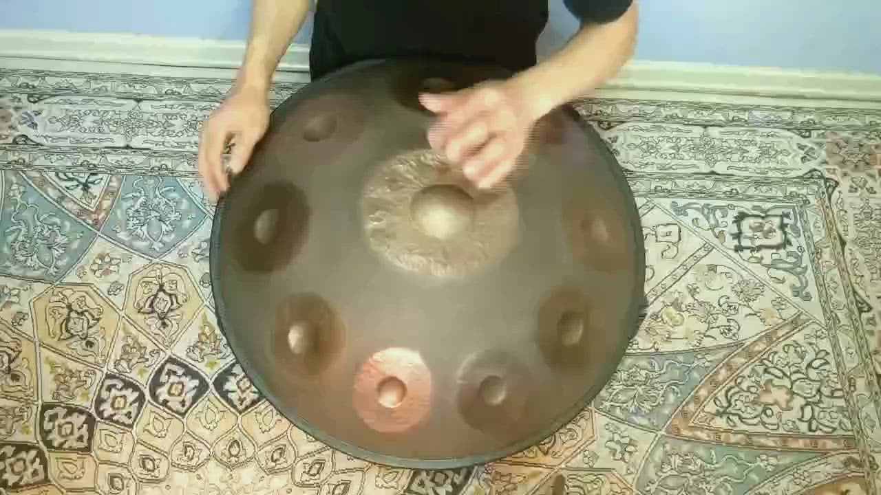 MiSoundofNature Sun God Handmade Hammering High-end 22 Inches 9 Tones Nitride Steel Handpan Drum, Available in 432 Hz and 440 Hz, Kurd Scale / Celtic Scale D Minor