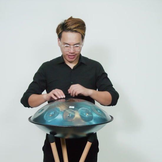AS TEMAN Handpan Black-Hole 10 Notes D Minor Scale Blue hangdrum with gift set