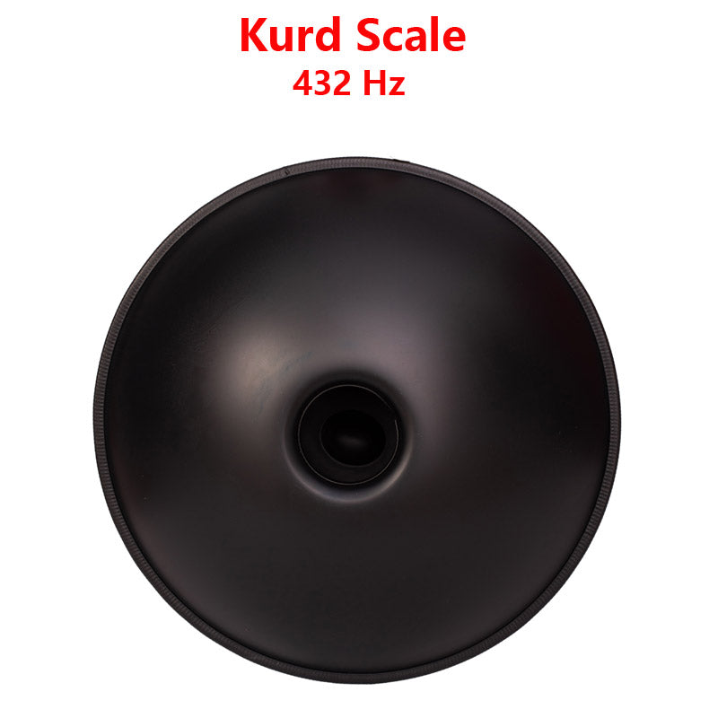 HLURU Handpan Drum 22 Inch 12 Notes Kurd Scale D Minor (C Major Can Be Customized) Featured High-end Nitride Steel Percussion Instrument, Available in 432 Hz and 440 Hz