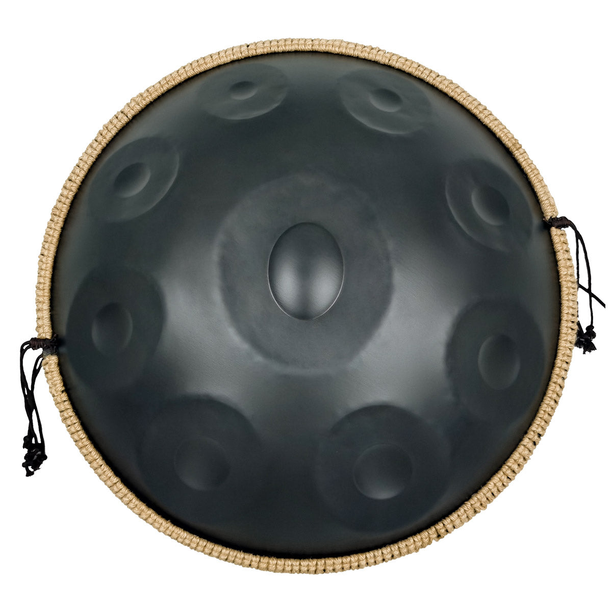 MiSoundofNature DC Handpan Drum Pure Black 22 Zoll 9 Noten D-Moll Kurd Scale Hangdrum