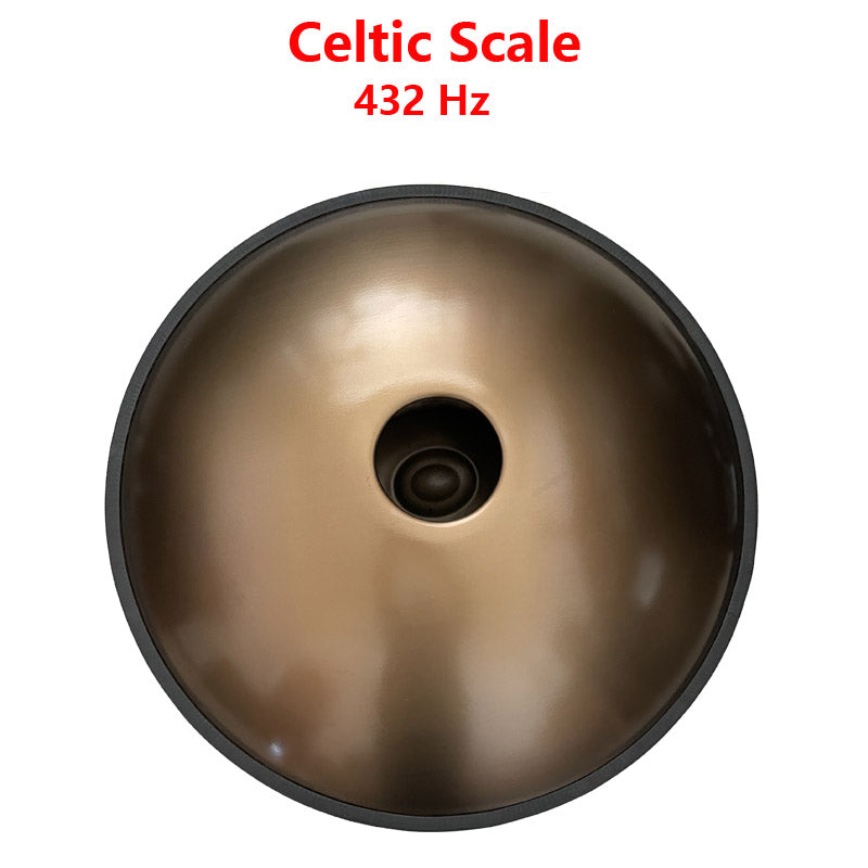 MiSoundofNature Handpan Drum Handmade Kurd Scale / Celtic Scale D Minor 22 Inch 9 Notes Featured, Available in 432 Hz and 440 Hz, High-end Stainless Steel Percussion Instrument - Laser engraved Mandala pattern. Never fade.