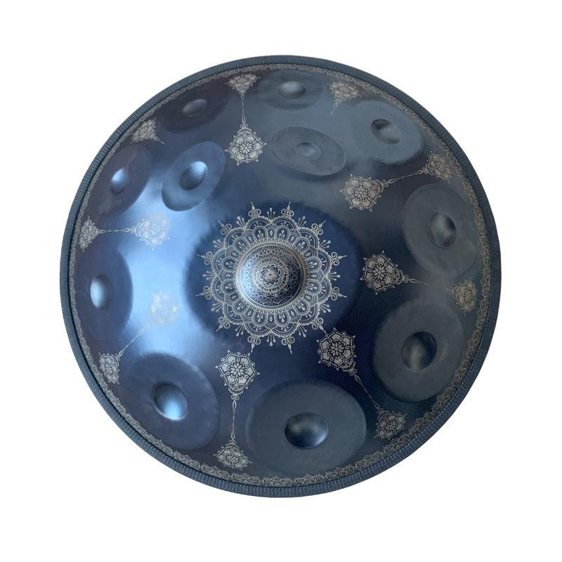 HLURU Handpan Drum 22 Inch 12 Notes Kurd Scale D Minor, Available in 432 Hz and 440 Hz, Featured High-end Nitride Steel Percussion Instrument - Laser engraved Mandala pattern. Never fade. - HLURU