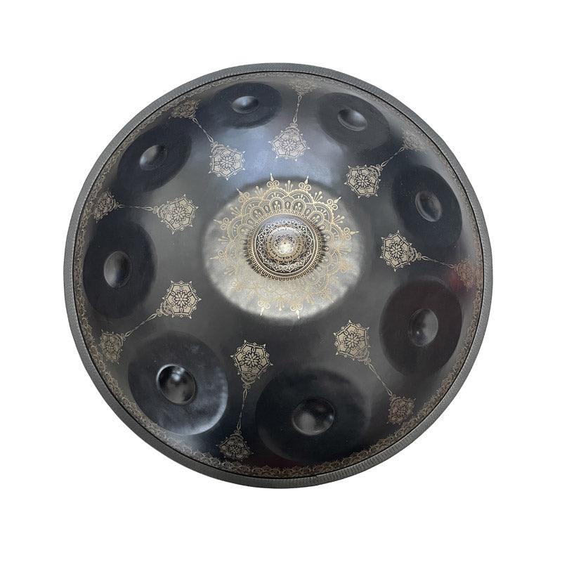 HLURU Handpan Drum Handmade Drum Kurd Scale / Celtic Scale D Minor 22 Inch 9 Notes Featured, Available in 432 Hz and 440 Hz, High-end Nitride Steel Percussion Instrument - Laser engraved Mandala pattern. Never fade. - HLURU
