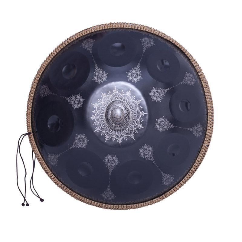 HLURU Handpan Drum Handmade Drum Kurd Scale / Celtic Scale D Minor 22 Inch 9 Notes Featured, Available in 432 Hz and 440 Hz, High-end Nitride Steel Percussion Instrument - Laser engraved Mandala pattern. Never fade. - HLURU