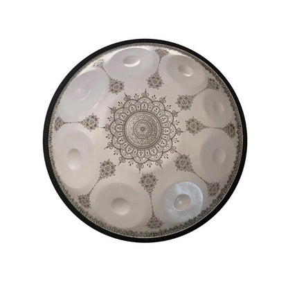 MiSoundofNature Handpan Drum mit Mandala-Muster, Edelstahl, handgefertigt, Kurd / Celtic Tonleiter D-Moll, 22 Zoll 9 Noten, erhältlich in 432 Hz und 440 Hz 