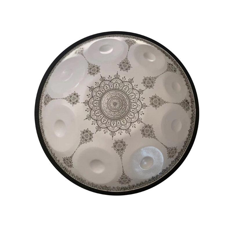 MiSoundofNature Mandala-Muster, handgefertigte HandPan Drum aus Edelstahl, D-Moll-Amara-Skala, 22 Zoll 9 Noten, erhältlich in 432 Hz und 440 Hz 