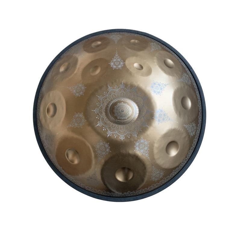 HLURU Handpan Drum High-end 22 Inch 12 Notes Kurd Scale D Minor, Available in 432 Hz and 440 Hz, Featured High-end Stainless Steel Percussion Instrument - Laser engraved Mandala pattern. Never fade. - HLURU