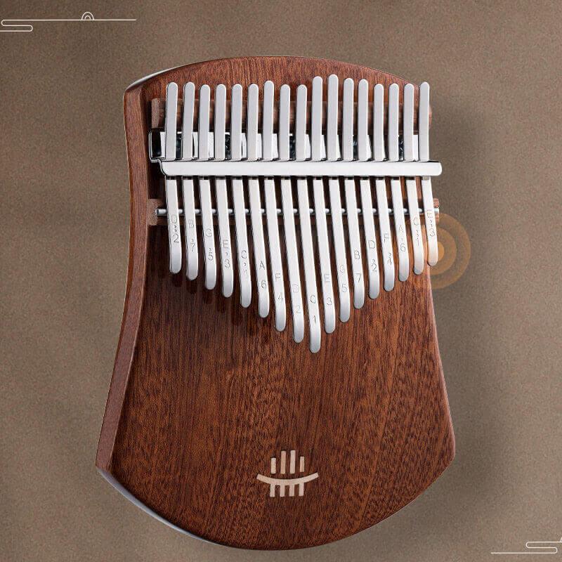 MiSoundofNature 17 Key Flat Board Kalimba Thumb Piano, Sapele Scalloped Single Board C Tone Kalimba Instrument - MiSoundofNature