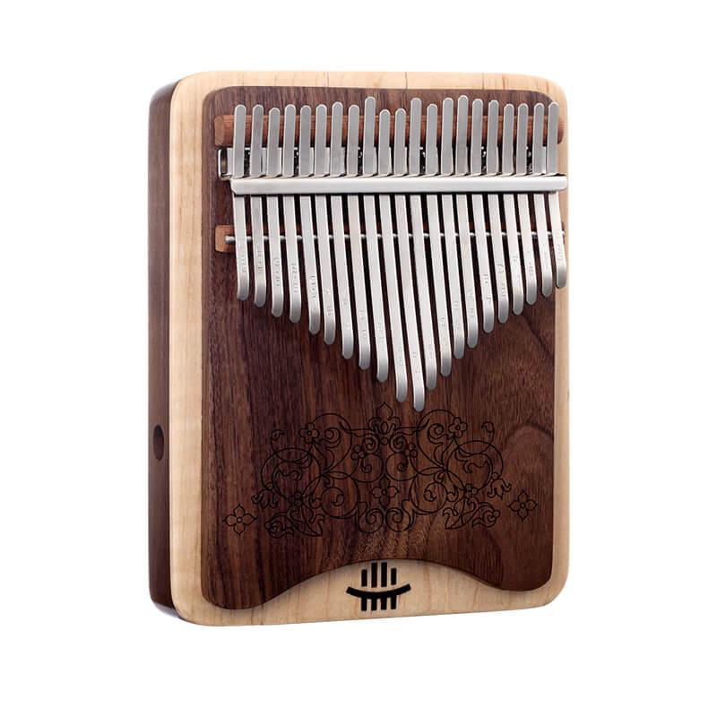 MiSoundofNature 21 Keys Hollow Kalimba Finger Piano, Box Resonace and Plate Thumb Piano 2 in 1 Black Walnut & Maple Pocket Thumb Piano - MiSoundofNature